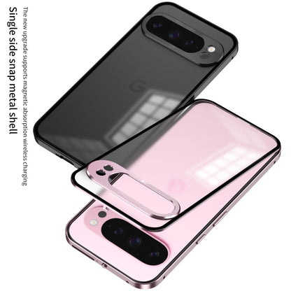 For Google Pixel 9 / 9 Pro Snap Buckle Metal Frame Frosted Phone Case(Pink) - Google Cases by buy2fix | Online Shopping UK | buy2fix