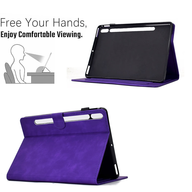 For Samsung Galaxy Tab S9 / S9 FE Cats Embossed Leather Smart Tablet Case(Purple) - Galaxy Tab S9 Cases by buy2fix | Online Shopping UK | buy2fix