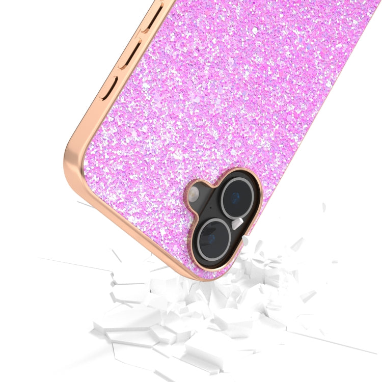 For iPhone 16 Electroplating Frame Colorful Glitter Phone Case(Dark Pink) - iPhone 16 Cases by buy2fix | Online Shopping UK | buy2fix