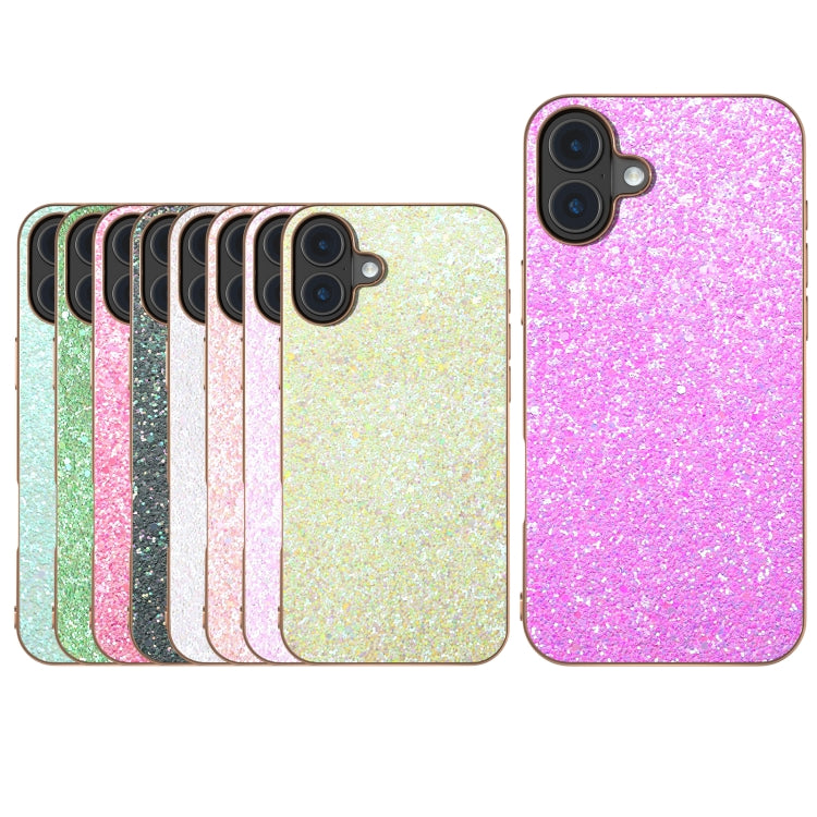 For iPhone 16 Electroplating Frame Colorful Glitter Phone Case(Pink) - iPhone 16 Cases by buy2fix | Online Shopping UK | buy2fix