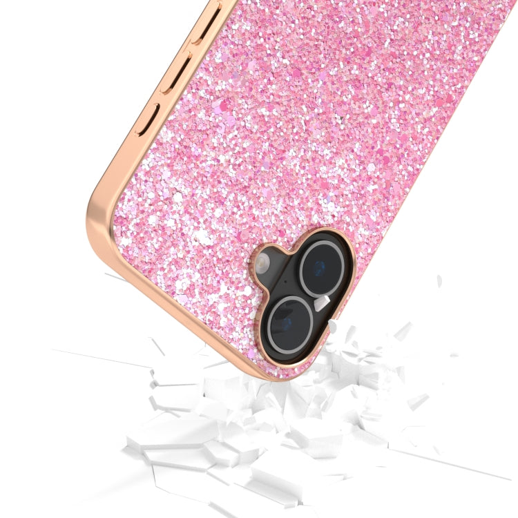 For iPhone 16 Electroplating Frame Colorful Glitter Phone Case(Purple Pink) - iPhone 16 Cases by buy2fix | Online Shopping UK | buy2fix