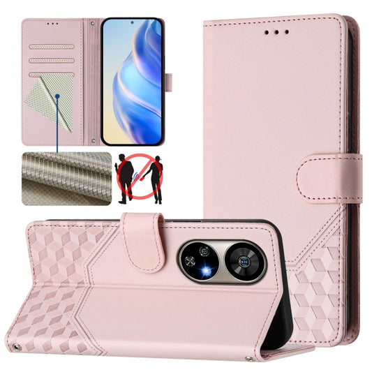 For Ulefone Note 17 Pro Honeycomb Embossing RFID Leather Phone Case(Pink) - Ulefone Cases by buy2fix | Online Shopping UK | buy2fix