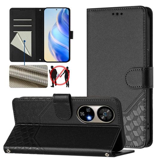 For Ulefone Note 17 Pro Honeycomb Embossing RFID Leather Phone Case(Black) - Ulefone Cases by buy2fix | Online Shopping UK | buy2fix