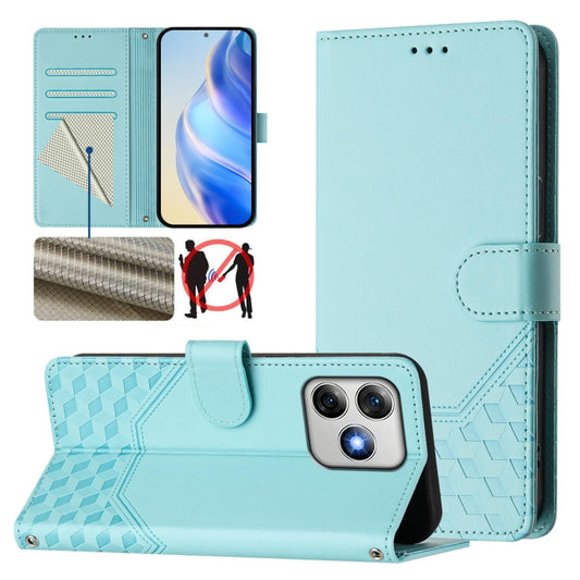 For Ulefone Note 18 Ultra Honeycomb Embossing RFID Leather Phone Case(Mint Green) - Ulefone Cases by buy2fix | Online Shopping UK | buy2fix