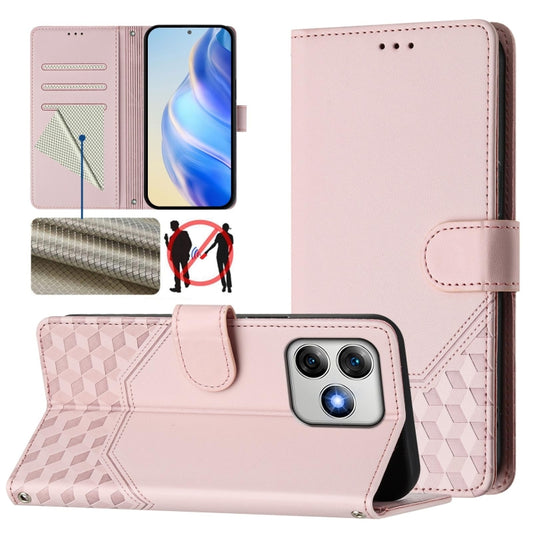 For Ulefone Note 18 Ultra Honeycomb Embossing RFID Leather Phone Case(Pink) - Ulefone Cases by buy2fix | Online Shopping UK | buy2fix