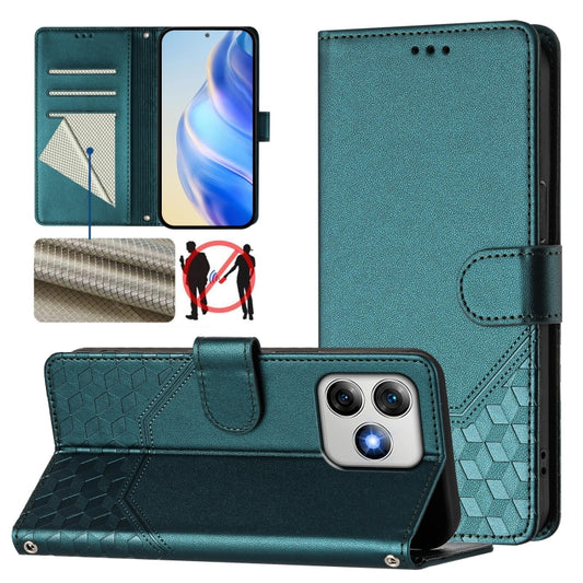 For Ulefone Note 18 Ultra Honeycomb Embossing RFID Leather Phone Case(Peacock Green) - Ulefone Cases by buy2fix | Online Shopping UK | buy2fix