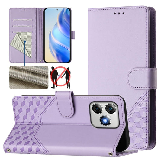 For Ulefone Note 18 Ultra Honeycomb Embossing RFID Leather Phone Case(Light Purple) - Ulefone Cases by buy2fix | Online Shopping UK | buy2fix