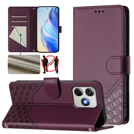 For Ulefone Note 18 Ultra Honeycomb Embossing RFID Leather Phone Case(Violet) - Ulefone Cases by buy2fix | Online Shopping UK | buy2fix