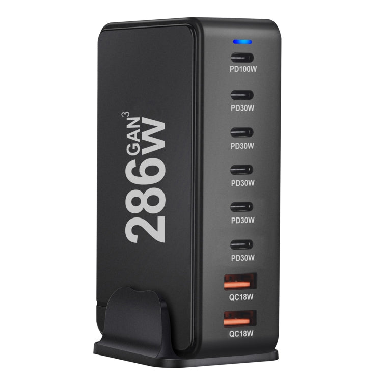 YMX-986 286W 6Type-C, 3USB 8-Ports Desktop Fast Charger, Plug Type:AU Plug(Black) - Multifunction Charger by buy2fix | Online Shopping UK | buy2fix