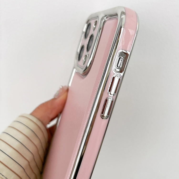 For iPhone 16 Pro Electroplated Edge Frosted Leather TPU Phone Case(Rose Red) - iPhone 16 Pro Cases by buy2fix | Online Shopping UK | buy2fix