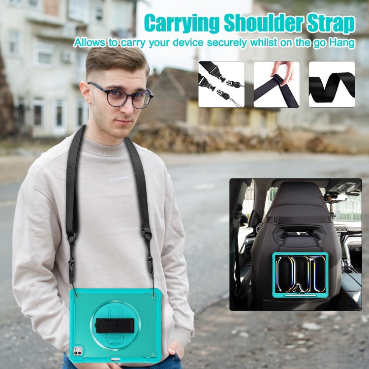 For iPad Pro 11 2024 Heavy Duty Hybrid Tablet Case with Hand Grip & Strap(Light Blue) - iPad Pro 11 2024 Cases by buy2fix | Online Shopping UK | buy2fix