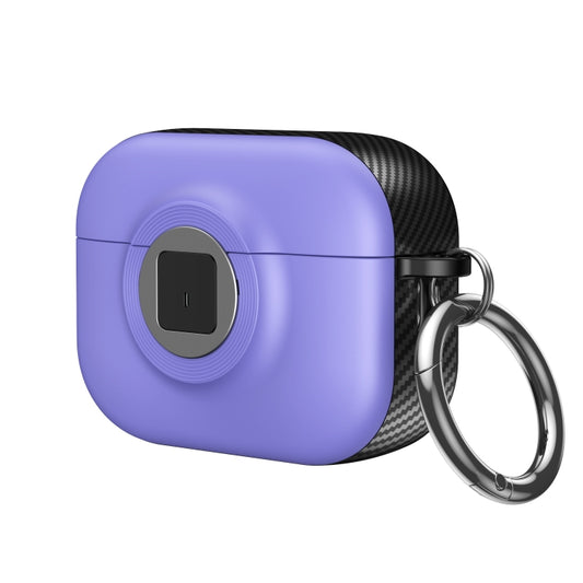 For AirPods Pro 2 Camera Series PC + TPU Headset Shockproof Carbon Fibre Case(Purple) - For AirPods Pro 2 by buy2fix | Online Shopping UK | buy2fix