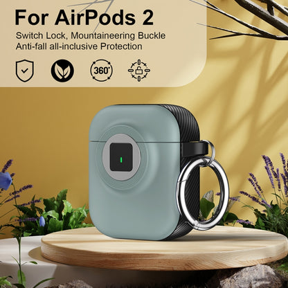 For AirPods 1 / 2 Camera Series PC + TPU Headset Shockproof Carbon Fibre Case(Light Green) - For AirPods 1/2 by buy2fix | Online Shopping UK | buy2fix