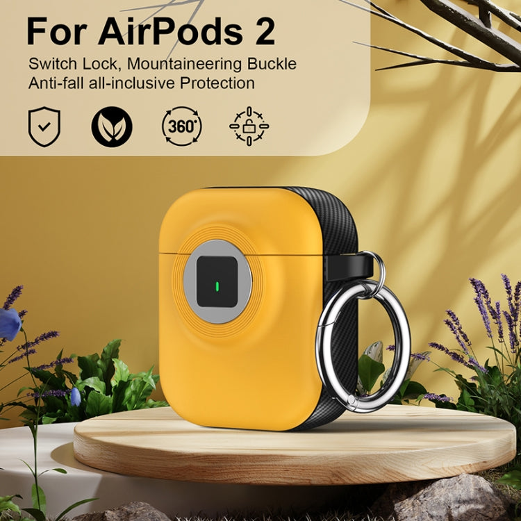 For AirPods 1 / 2 Camera Series PC + TPU Headset Shockproof Carbon Fibre Case(Yellow) - For AirPods 1/2 by buy2fix | Online Shopping UK | buy2fix