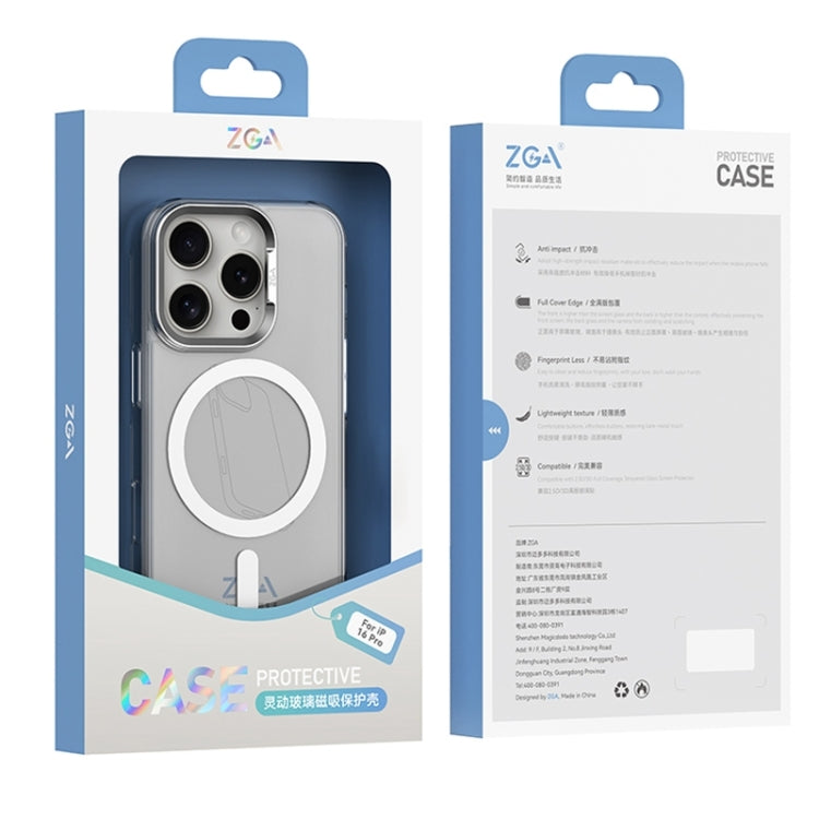 For iPhone 16 Pro Max ZGA Magsafe Clear PC Tempered Glass Phone Case(Frosted White) - iPhone 16 Pro Max Cases by ZGA | Online Shopping UK | buy2fix