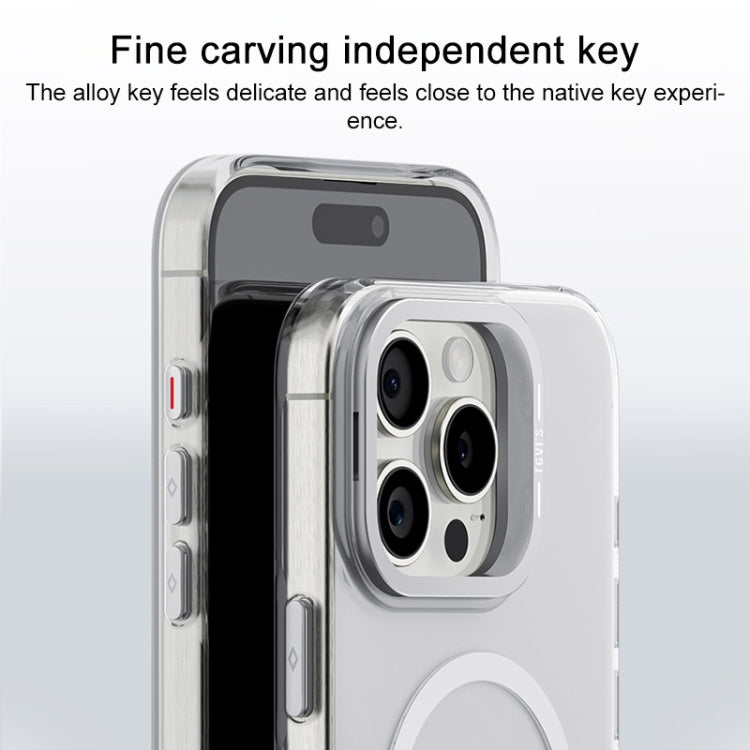 For iPhone 16 Plus TGVIS Stand Series MagSafe Phone Case with Lens Frame Holder(Transparent) - iPhone 16 Plus Cases by TGVIS | Online Shopping UK | buy2fix