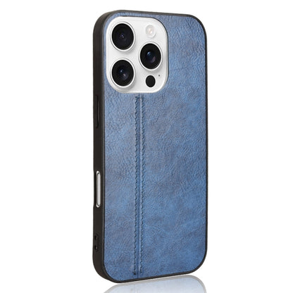 For iPhone 16 Pro Cow Pattern Sewing Back Cover Phone Case(Blue) - iPhone 16 Pro Cases by buy2fix | Online Shopping UK | buy2fix