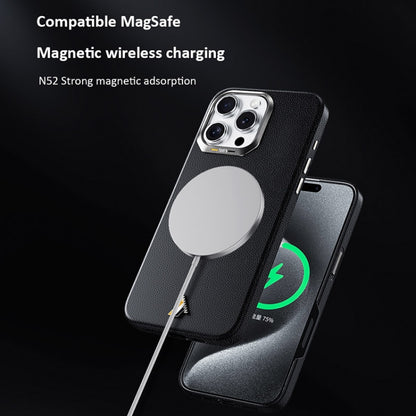 For iPhone 16 Pro Max TGVIS VIDA Series MagSafe Magnetic PU Leather Phone Case(Black) - iPhone 16 Pro Max Cases by TGVIS | Online Shopping UK | buy2fix