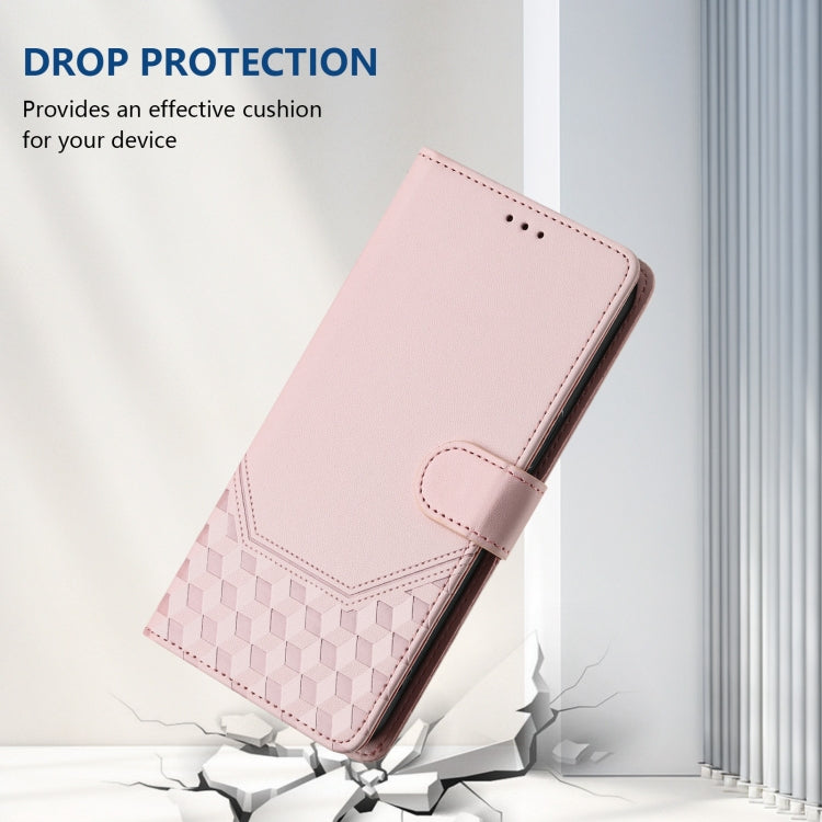 For Motorola Moto G Power 5G 2024 Honeycomb Embossing RFID Leather Phone Case(Pink) - Motorola Cases by buy2fix | Online Shopping UK | buy2fix