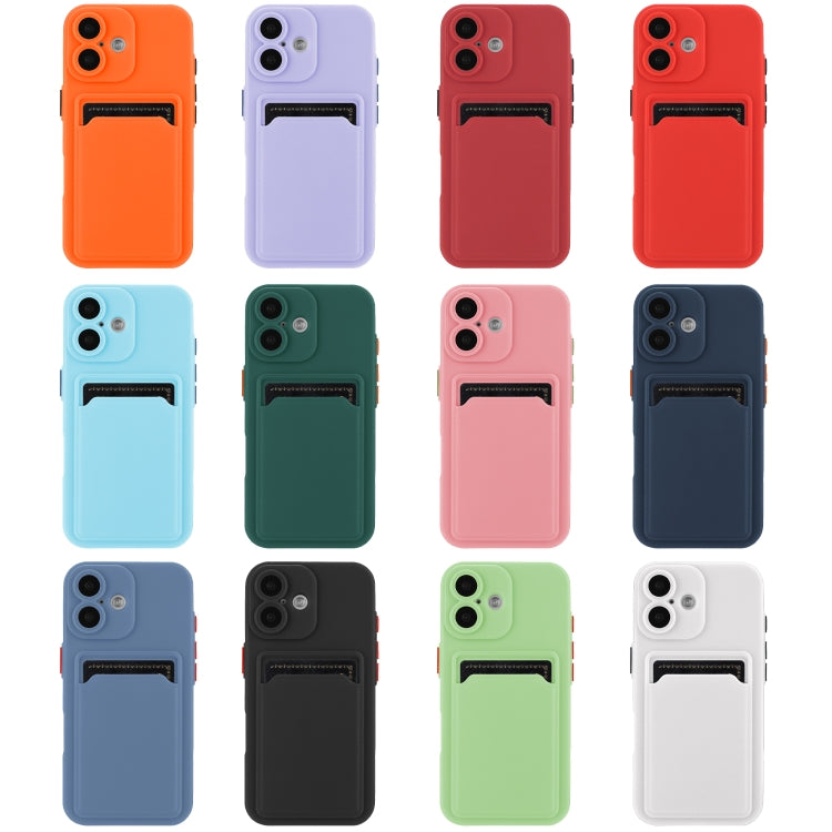 For iPhone 16 Skin Feel Card Contrast Color Button TPU Phone Case(Purple) - iPhone 16 Cases by buy2fix | Online Shopping UK | buy2fix