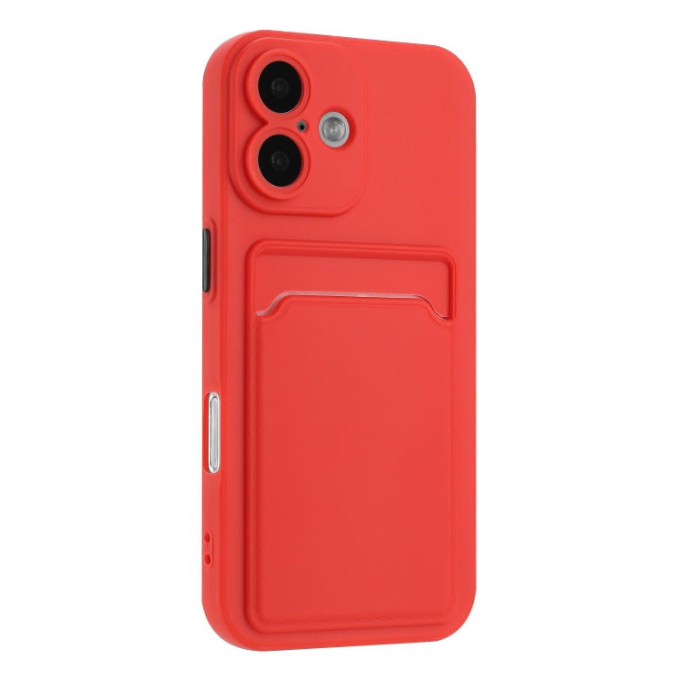 For iPhone 16 Skin Feel Card Contrast Color Button TPU Phone Case(Red) - iPhone 16 Cases by buy2fix | Online Shopping UK | buy2fix