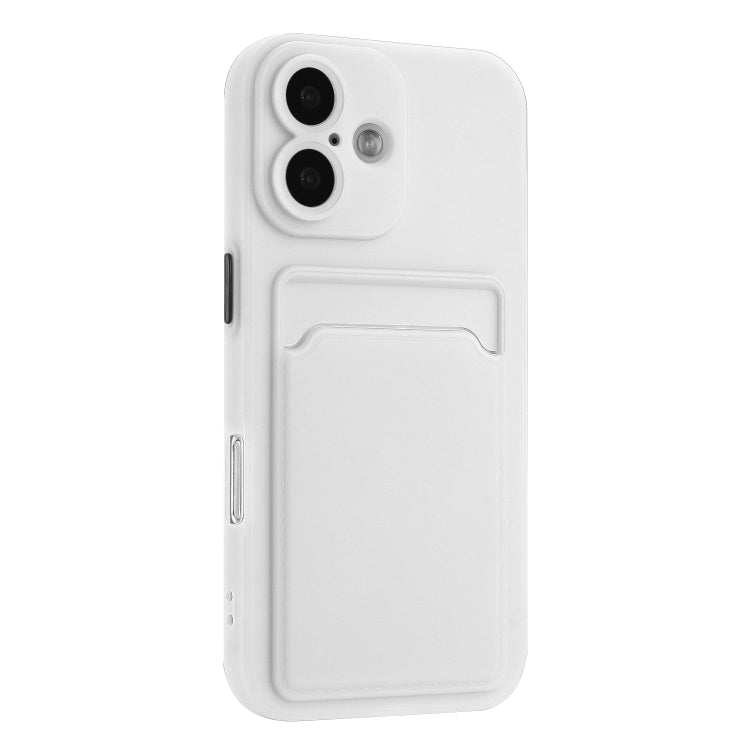 For iPhone 16 Skin Feel Card Contrast Color Button TPU Phone Case(White) - iPhone 16 Cases by buy2fix | Online Shopping UK | buy2fix