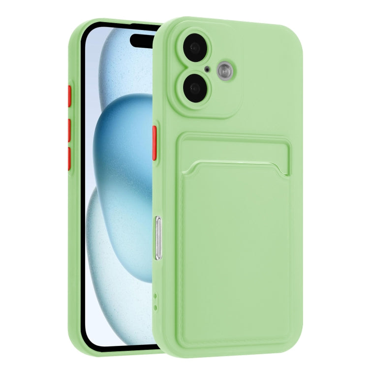 For iPhone 16 Plus Skin Feel Card Contrast Color Button TPU Phone Case(Light Green) - iPhone 16 Plus Cases by buy2fix | Online Shopping UK | buy2fix