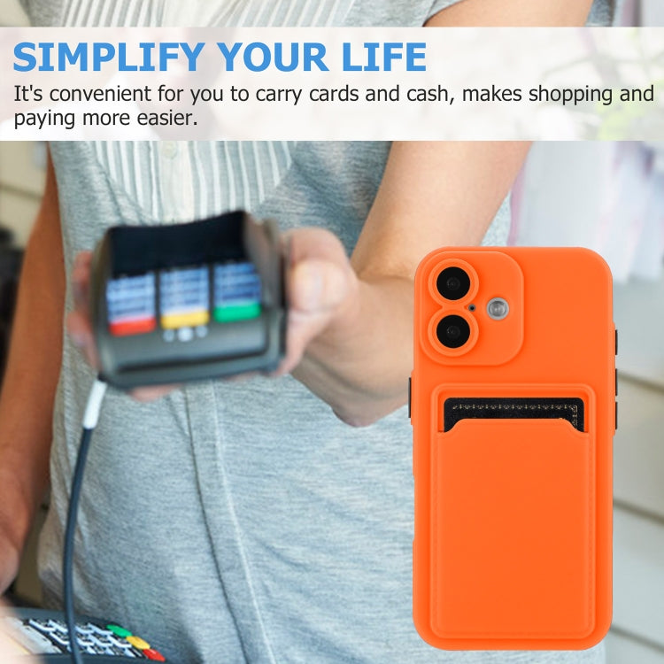 For iPhone 16 Plus Skin Feel Card Contrast Color Button TPU Phone Case(Orange) - iPhone 16 Plus Cases by buy2fix | Online Shopping UK | buy2fix