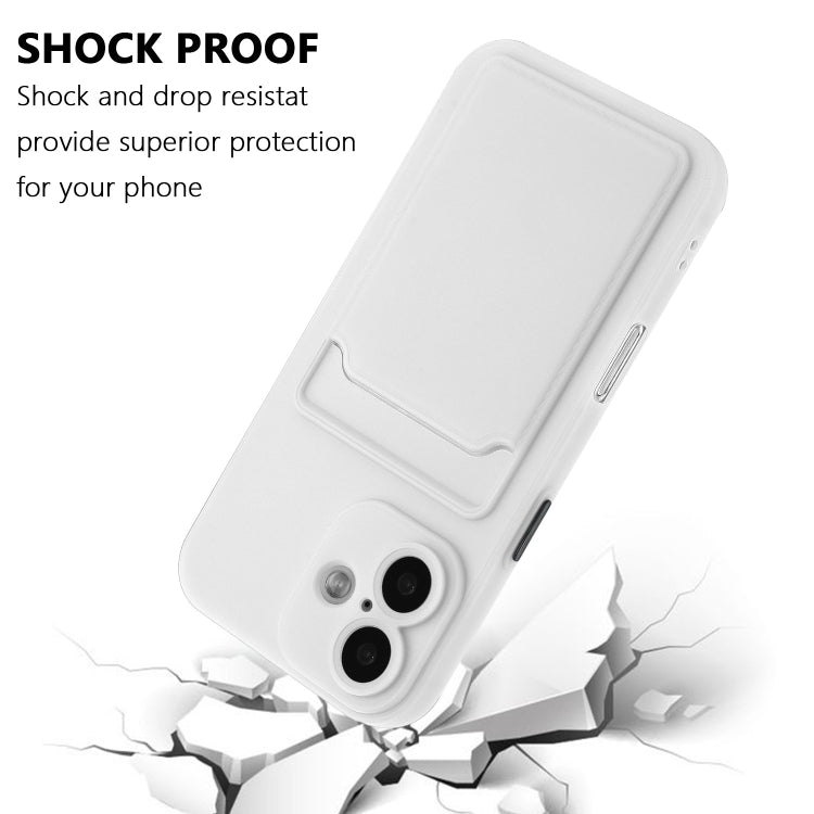 For iPhone 16 Plus Skin Feel Card Contrast Color Button TPU Phone Case(White) - iPhone 16 Plus Cases by buy2fix | Online Shopping UK | buy2fix