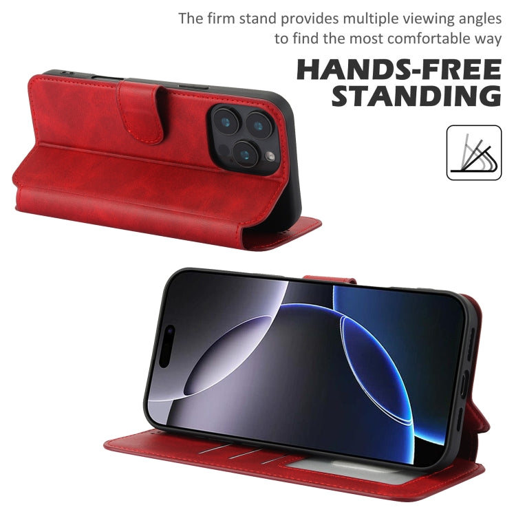 For iPhone 16 Pro Shockproof PU + TPU Leather Phone Case(Red) - iPhone 16 Pro Cases by buy2fix | Online Shopping UK | buy2fix