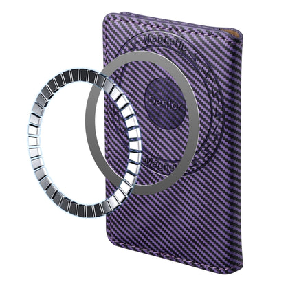 Denior V13 Magsafe Wallet Carbon Fiber Texture Leather Magnetic Card Holder Bag(Purple) - Others Accessories by Denior | Online Shopping UK | buy2fix