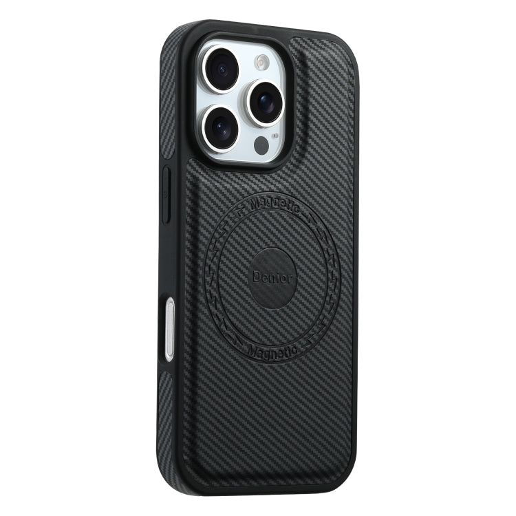 For iPhone 16 Pro Max Denior Carbon Fiber Texture Leather MagSafe Phone Case(Black) - iPhone 16 Pro Max Cases by Denior | Online Shopping UK | buy2fix