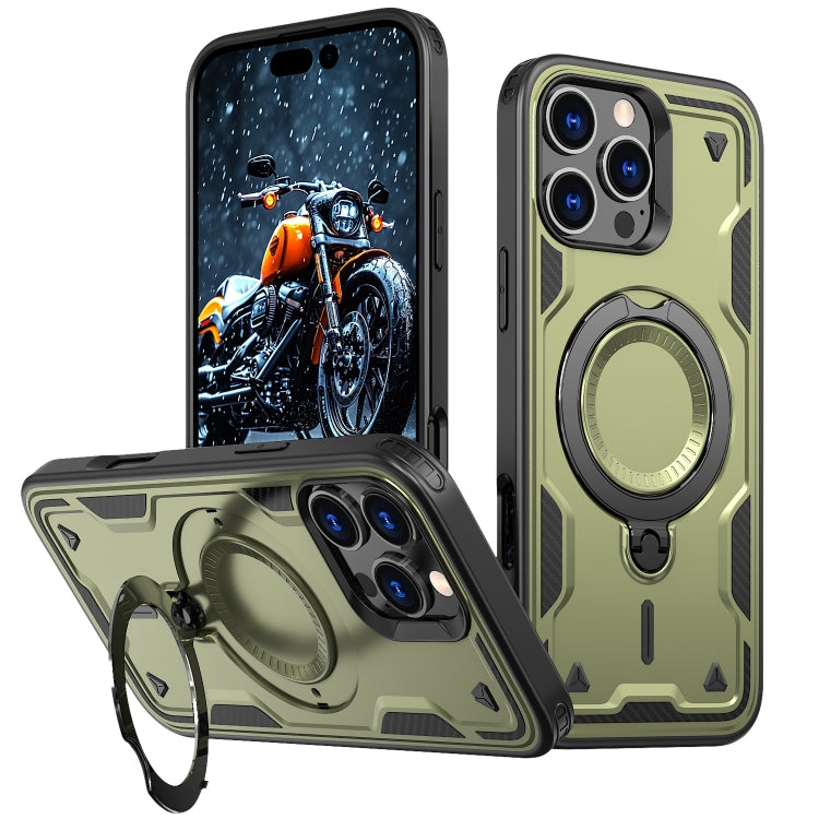 For iPhone 16 Pro Max PC Hybrid TPU Armor MagSafe Holder Phone Case(Olive Green) - iPhone 16 Pro Max Cases by buy2fix | Online Shopping UK | buy2fix