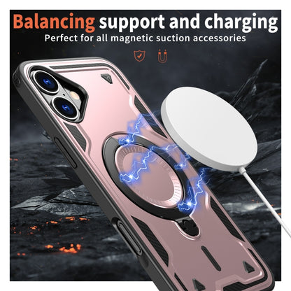 For iPhone 16 Plus PC Hybrid TPU Armor MagSafe Holder Phone Case(Rose Gold) - iPhone 16 Plus Cases by buy2fix | Online Shopping UK | buy2fix