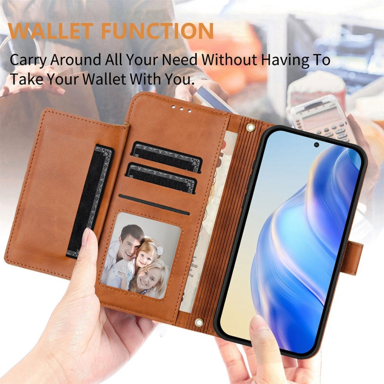 For iPhone SE 2024 Multi-Card Slots Zipper Wallet Leather Phone Case(Brown) - More iPhone Cases by buy2fix | Online Shopping UK | buy2fix