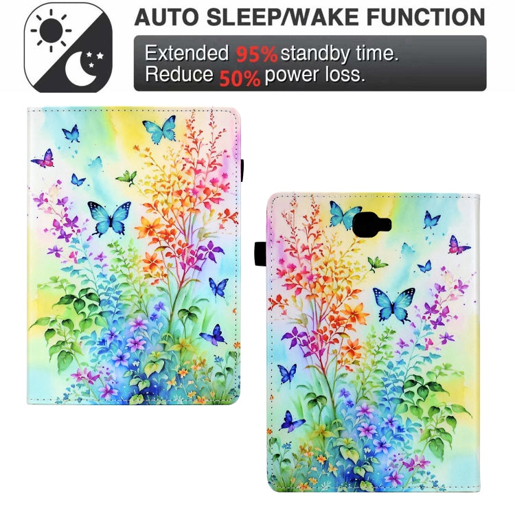 For Samsung Galaxy Tab A 10.1 2016 Painted Pattern Leather Tablet Case(Colorful Flowers) - Tab A 10.1 by buy2fix | Online Shopping UK | buy2fix