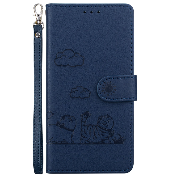 For iPhone 16 Pro Cute Cats RFID Leather Phone Case(Blue) - iPhone 16 Pro Cases by buy2fix | Online Shopping UK | buy2fix