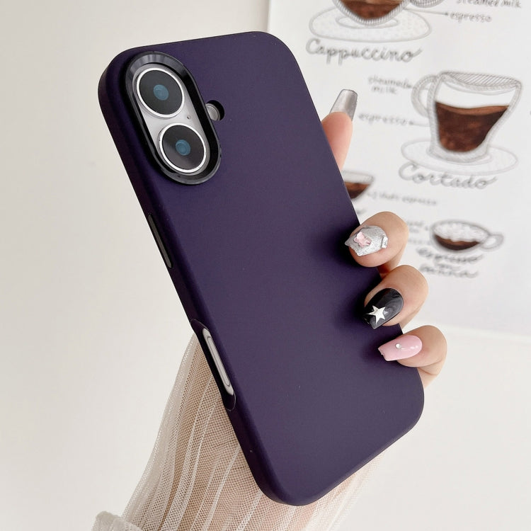 For iPhone 16 Metal Liquid Silicone Skin Feel Phone Case(Dark Purple) - iPhone 16 Cases by buy2fix | Online Shopping UK | buy2fix