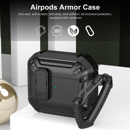 For AirPods 4 Shield Shockproof Earphone Protective Case with Hook(Black) - For AirPods 4 by buy2fix | Online Shopping UK | buy2fix