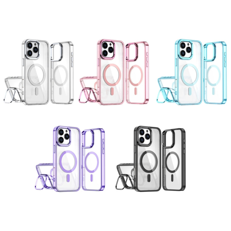 For iPhone 16 Acrylic Camera Holder MagSafe Magnetic Phone Case(Purple) - iPhone 16 Cases by buy2fix | Online Shopping UK | buy2fix