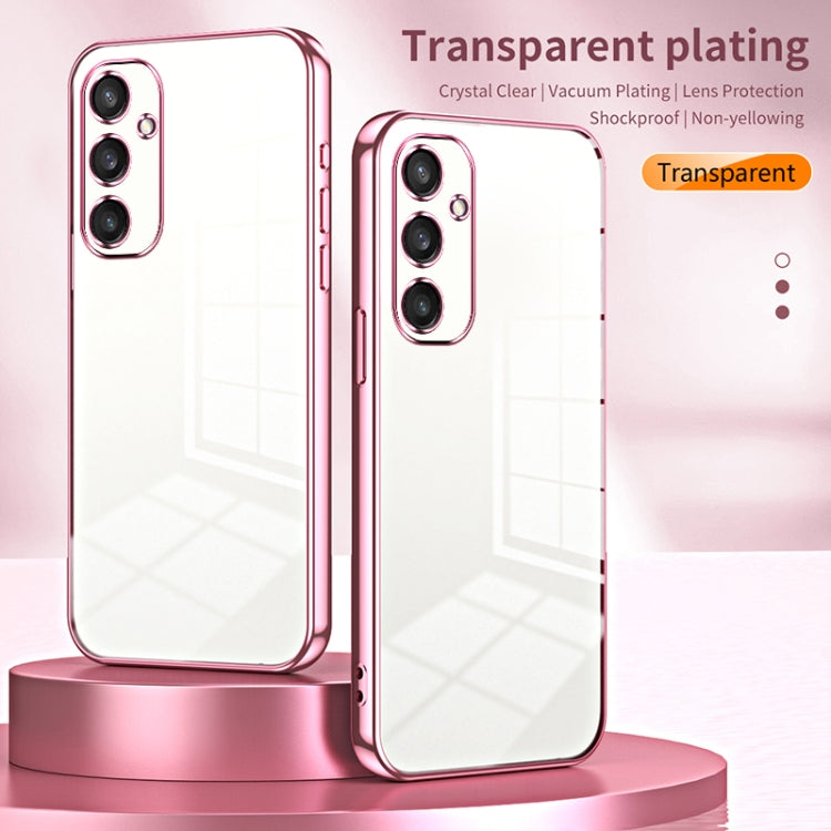 For Samsung Galaxy S25 5G Transparent Plating Fine Hole Phone Case(Pink) - Galaxy S25 5G Cases by buy2fix | Online Shopping UK | buy2fix