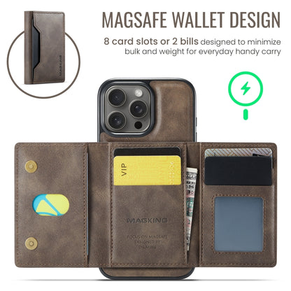 For iPhone 16 Pro Max DG.MING MAGKING-K2 Series MagSafe RFID Card Bag Detachable Phone Case(Coffee) - iPhone 16 Pro Max Cases by DG.MING | Online Shopping UK | buy2fix