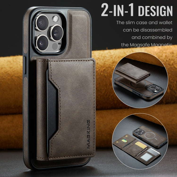 For iPhone 14 Pro Max DG.MING MAGKING-K2 Series MagSafe RFID Card Bag Detachable Phone Case(Coffee) - iPhone 14 Pro Max Cases by DG.MING | Online Shopping UK | buy2fix