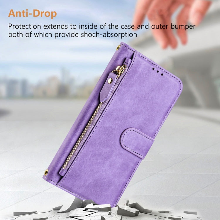 For Motorola Moto G Play 4G 2024 Global Multi-Card Slots Zipper Wallet Leather Phone Case(Purple) - Motorola Cases by buy2fix | Online Shopping UK | buy2fix