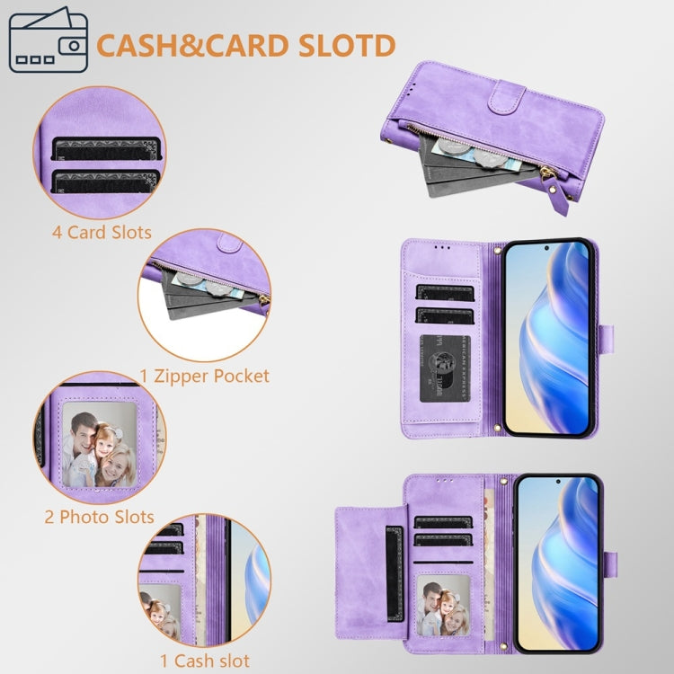 For Motorola Moto G Power 5G 2024 Multi-Card Slots Zipper Wallet Leather Phone Case(Purple) - Motorola Cases by buy2fix | Online Shopping UK | buy2fix