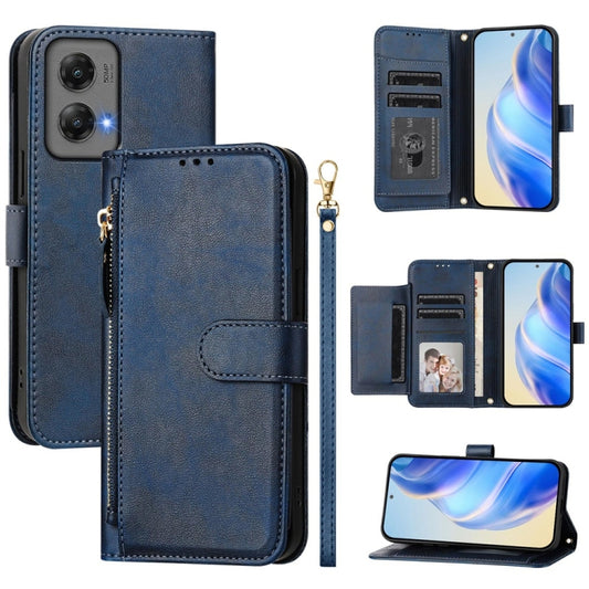 For Motorola Moto G Stylus 5G 2024 Multi-Card Slots Zipper Wallet Leather Phone Case(Blue) - Motorola Cases by buy2fix | Online Shopping UK | buy2fix