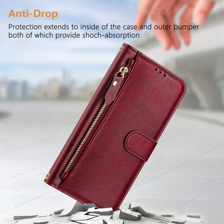 For Motorola Moto G Stylus 5G 2024 Multi-Card Slots Zipper Wallet Leather Phone Case(Dark Red) - Motorola Cases by buy2fix | Online Shopping UK | buy2fix