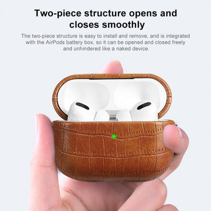 For AirPods 4 Crocodile Texture Earphone Protective Case(Light Brown) - For AirPods 4 by buy2fix | Online Shopping UK | buy2fix