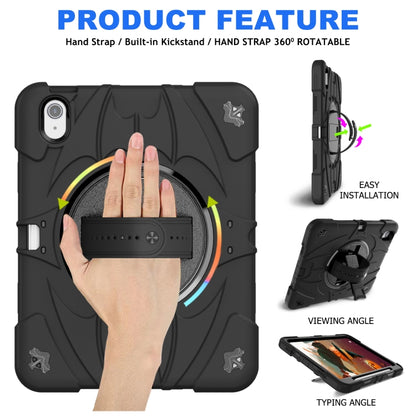 For iPad Air 11 2024 / 10.9 2022 Bat Hand Grip Turntable Stand Tablet Case(Black) - iPad Air 11 2024 Cases by buy2fix | Online Shopping UK | buy2fix