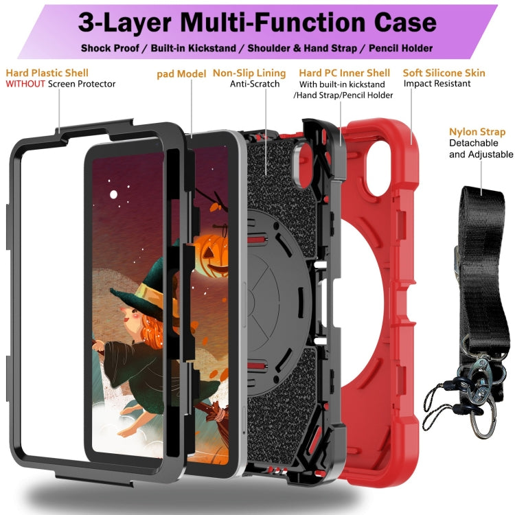 For iPad mini 6 Bat Hand Grip Turntable Stand Tablet Case(Red Black) - iPad mini 6 Cases by buy2fix | Online Shopping UK | buy2fix